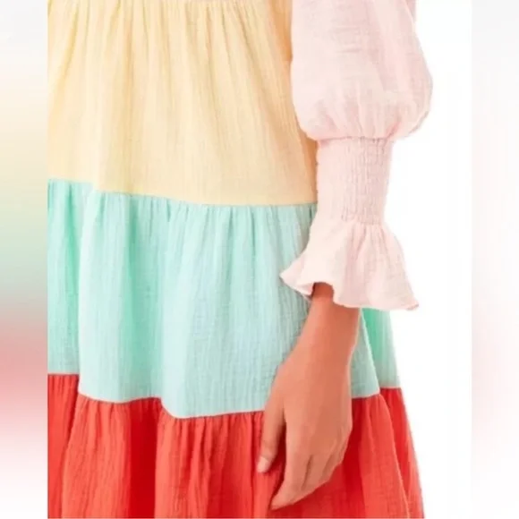 Tuckernuck Pomander Place Sorbet Colorblock Kenzo‎ Tiered Mini Gauze LS Dress S